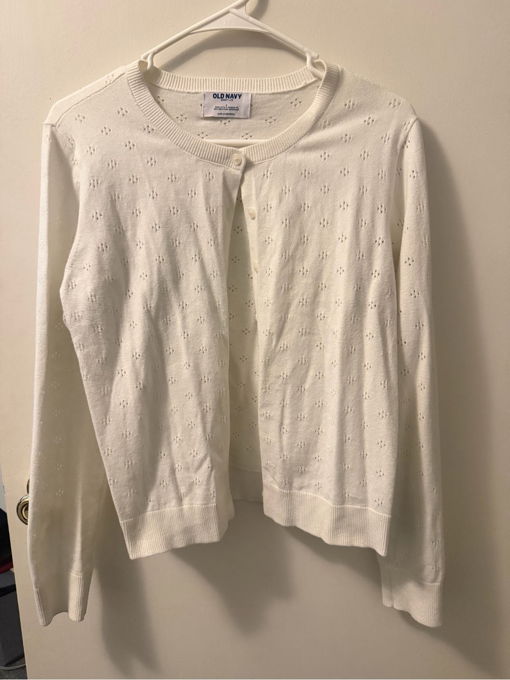 Old Navy Women's Cream Eyelet Button-Front Cardigan